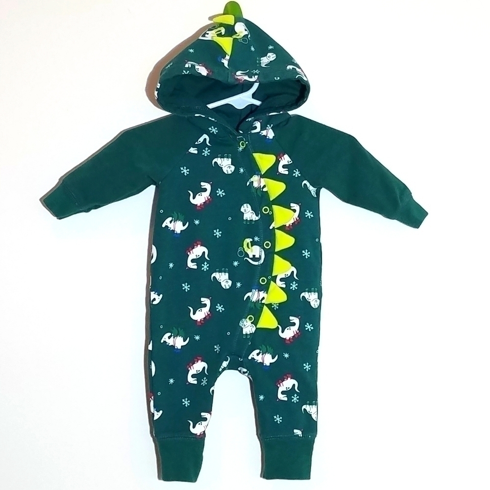 Cat & Jack Dinosaur Christmas Costume Romper NB